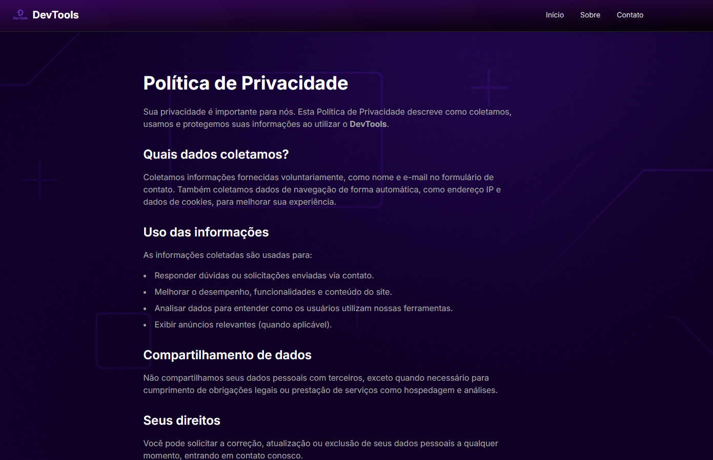 Imagem da sessão Privacy