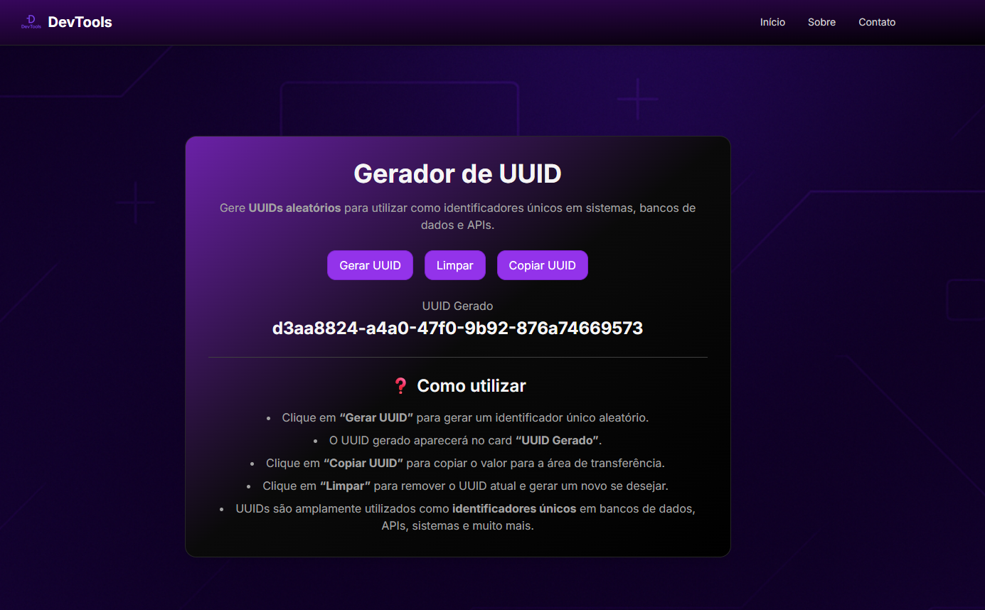 Imagem da sessão Uuid generator