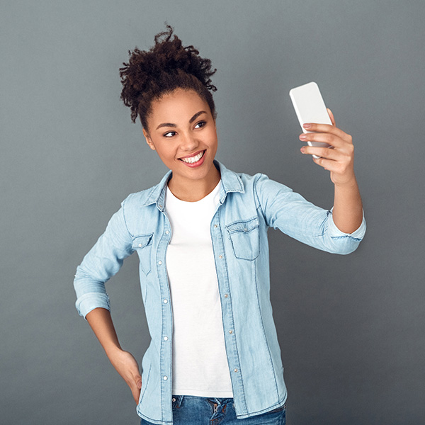A woman taking a selfie