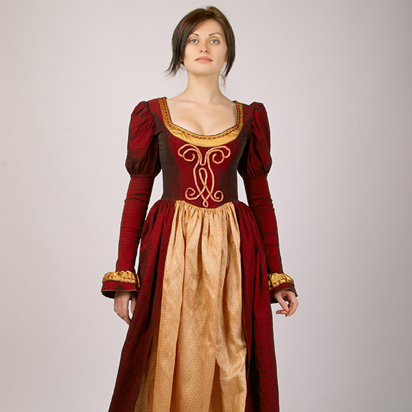 A woman in a Victorian style dress