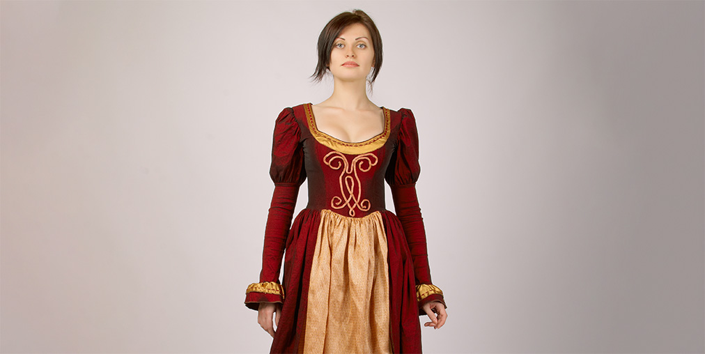 A woman in a Victorian style dress