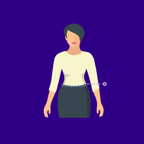 Illustration of how to take a women's waist measurement