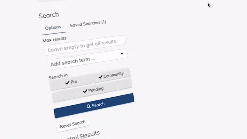 EP Casting Portal talent search interface with filter options for talent pool selection, search terms, and saved search preferences