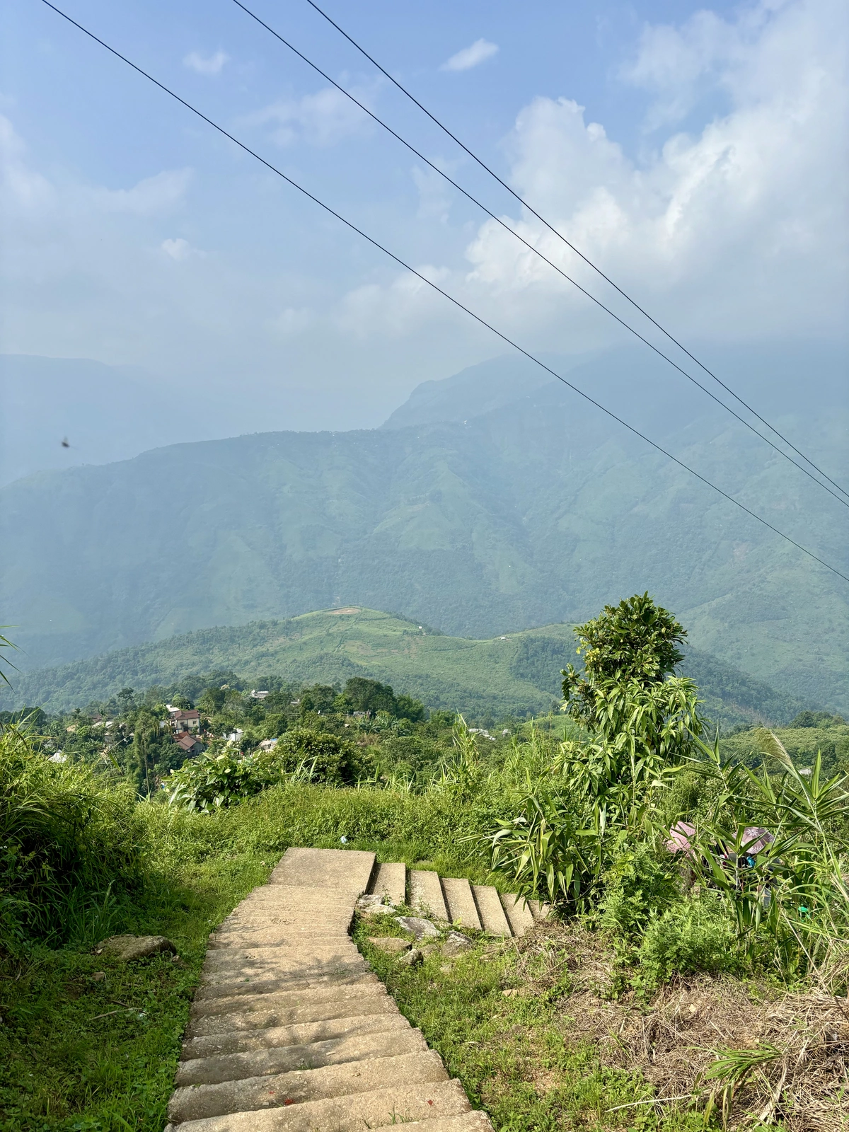 A stairway descending a mountain.