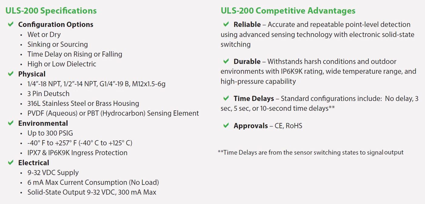 Advanced specifications image for sensor systems.