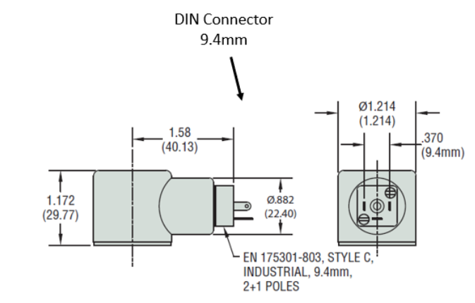 DIN connector housing for sensor interface.