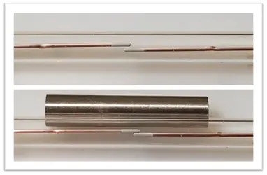 Reed switch and magnet closeup of contacts