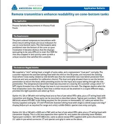 Remote Transmitters for Cone-Bottom Tank Visibility & Accuracy