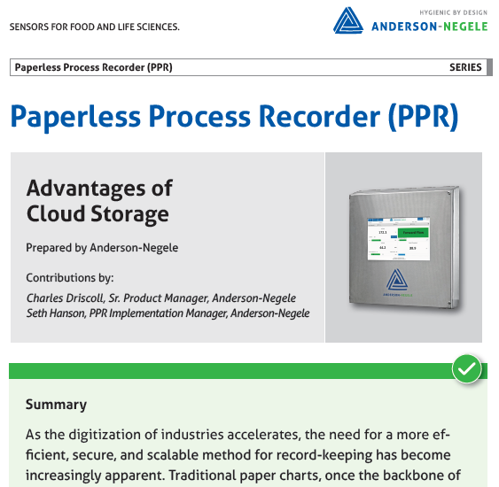 Whitepaper: Cloud Storage Advantages in Process Recording - Anderson-Negele