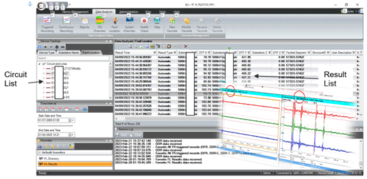 Qualitrol software screenshot visualizing disturbances in power systems