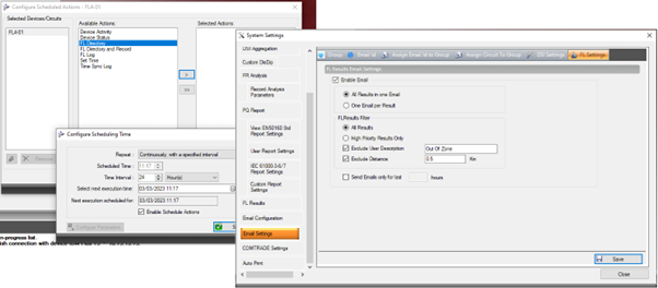 Screenshots of Qualitrol's fault location software automation tasks