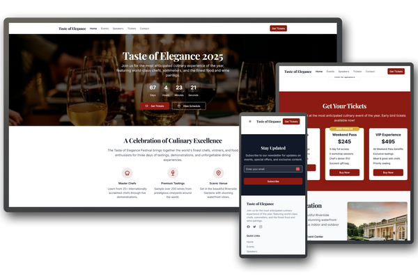 Wine Tasting Event Website