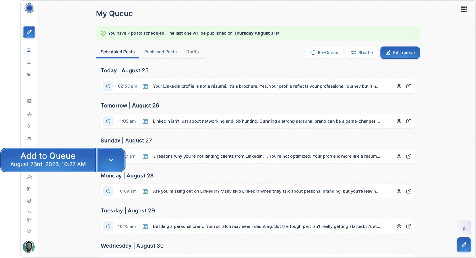 Taplio Scheduler Preview