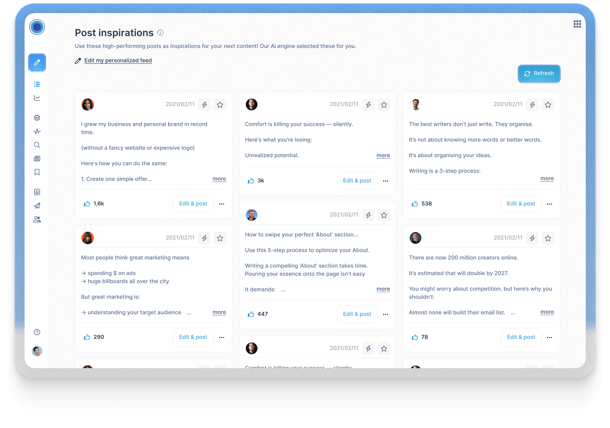 Taplio Inspiration Library Preview