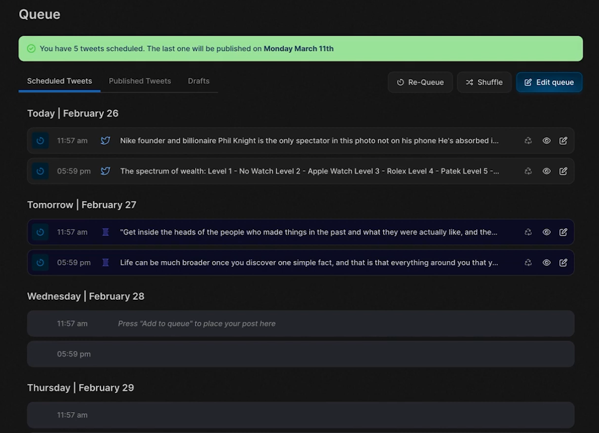 tweethunter scheduler preview
