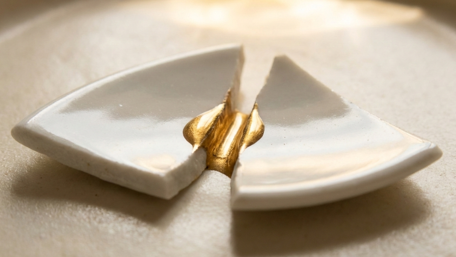 Arte Kintsugi con reparación dorada que ilustra la terapia de pareja, la resolución de conflictos amorosos y la sanación emocional.