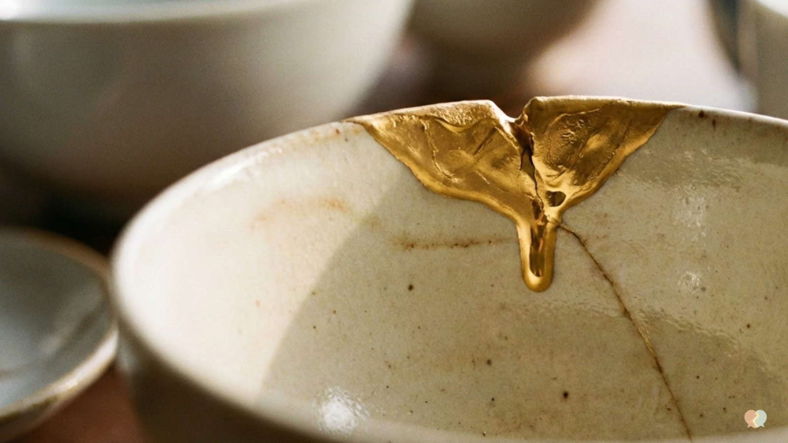 Cuenco Kintsugi reparado con oro que ilustra la resolución de conflictos de pareja, técnicas de reparación de Gottman y la comunicación sana