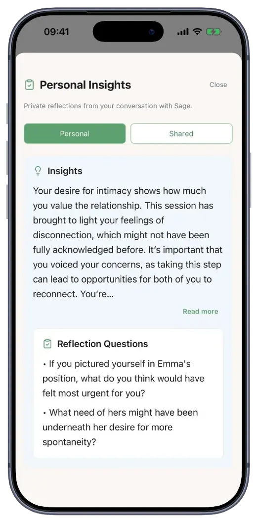 LoveFix personal insights screen