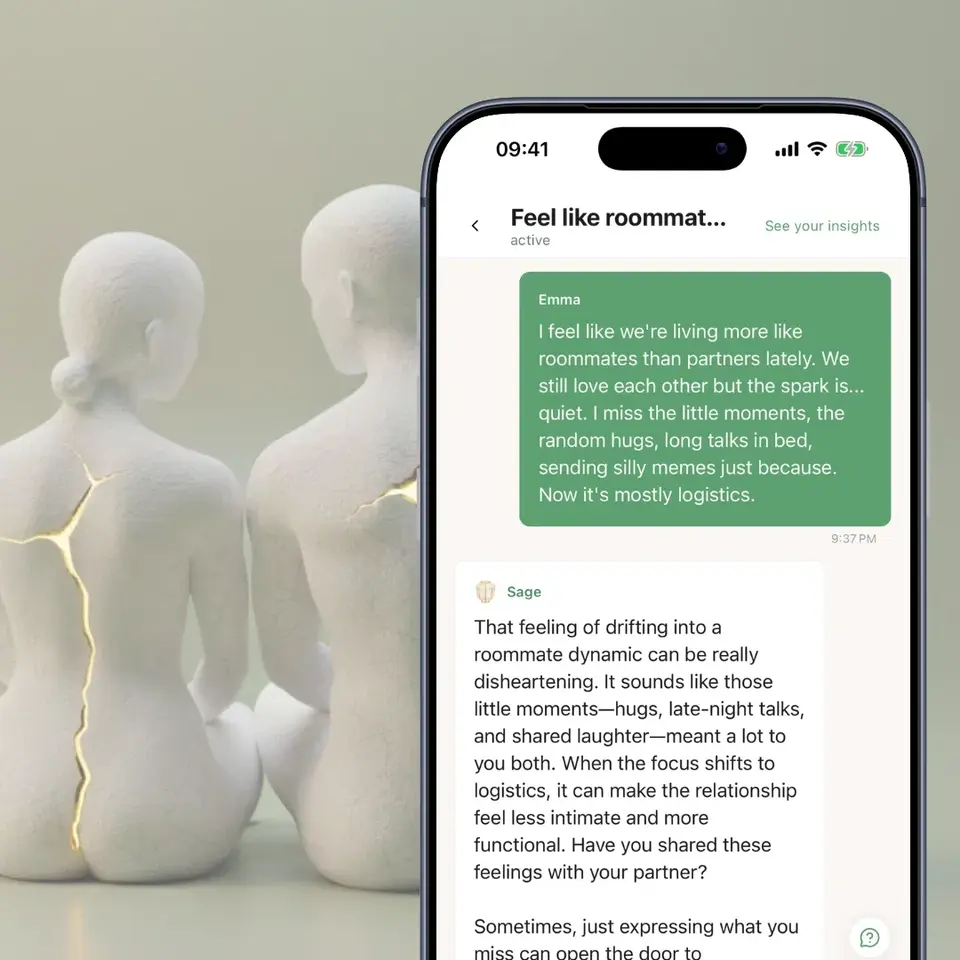 Couple using LoveFix in a calm moment together