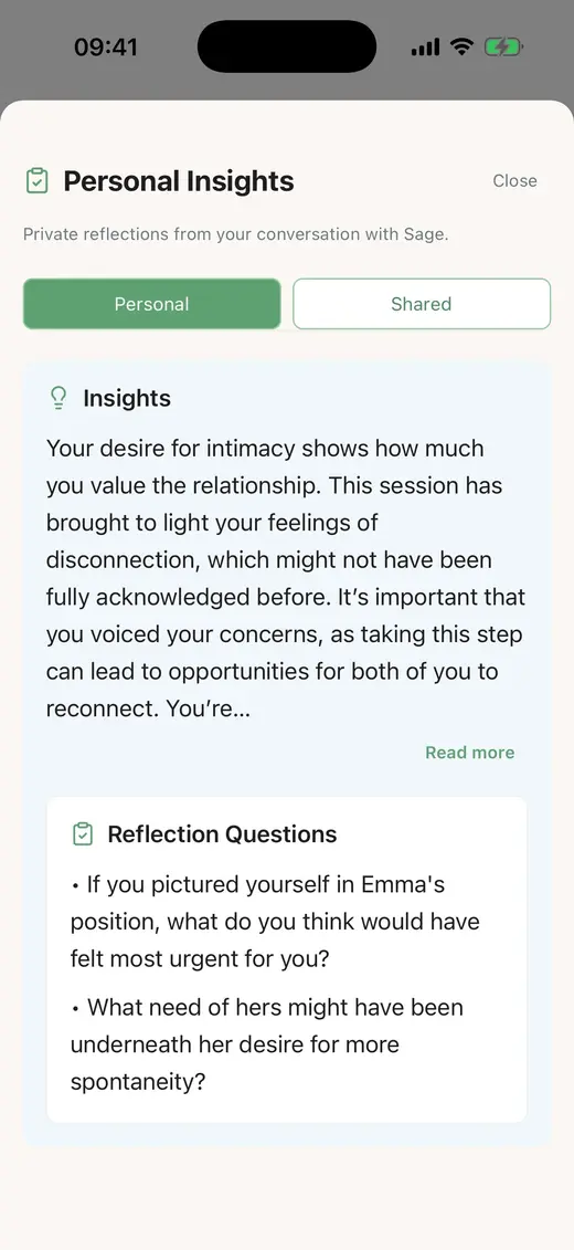 LoveFix personal insights and reflection questions