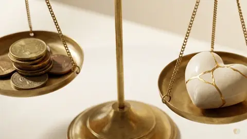 Talkspace couples therapy review 2026: A balance scale weighing the high monthly subscription cost against a broken heart being healed, illustrating the ROI of online relationship counseling.