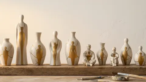 Kintsugi ceramic figures representing relationship repair, illustrating affordable BetterHelp alternatives for couples therapy.