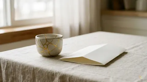 Un formulario doblado sobre una mesa de lino junto a una taza de cerámica vacía, que ilustra la cobertura de la terapia de pareja en la sanidad pública y las mutuas.
