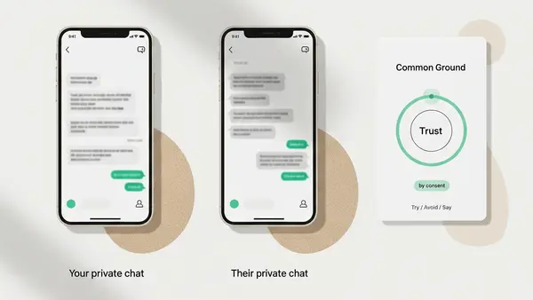 Affordable couples guidance: two private chats and a shared 'Common Ground' plan—no messages are shared.