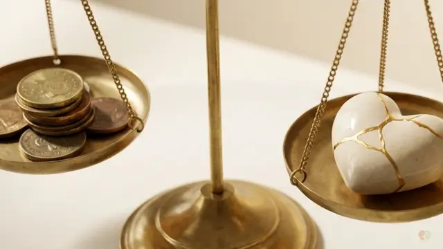 Talkspace couples therapy review 2026: A balance scale weighing the high monthly subscription cost against a broken heart being healed, illustrating the ROI of online relationship counseling.