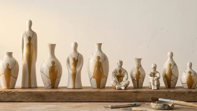 Kintsugi ceramic figures representing relationship repair, illustrating affordable BetterHelp alternatives for couples therapy.