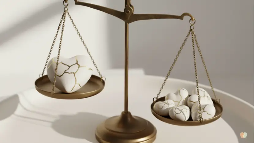 Scale showing that multiple small gestures weight more than a single great deed in couples