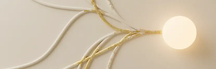 Two porcelain-like shapes joined by a golden seam, suggesting kintsugi repair, soft warm lighting, cream background, the gold line is luminous and beautiful, minimal elegant composition, hope and strength in the connection symbolizing how the hope for repair and reconnection in couples therapy.