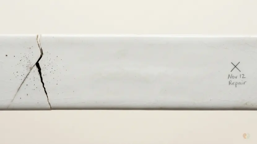 Cracked white ceramic marked for repair representing relationship conflict resolution, couples therapy, and the choice between LoveFix vs BetterHelp to mend broken communication.