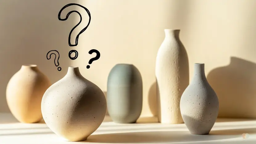 A collection of unique clay vases with question marks illustrating how to choose the best Paired app alternatives and relationship apps for couples.