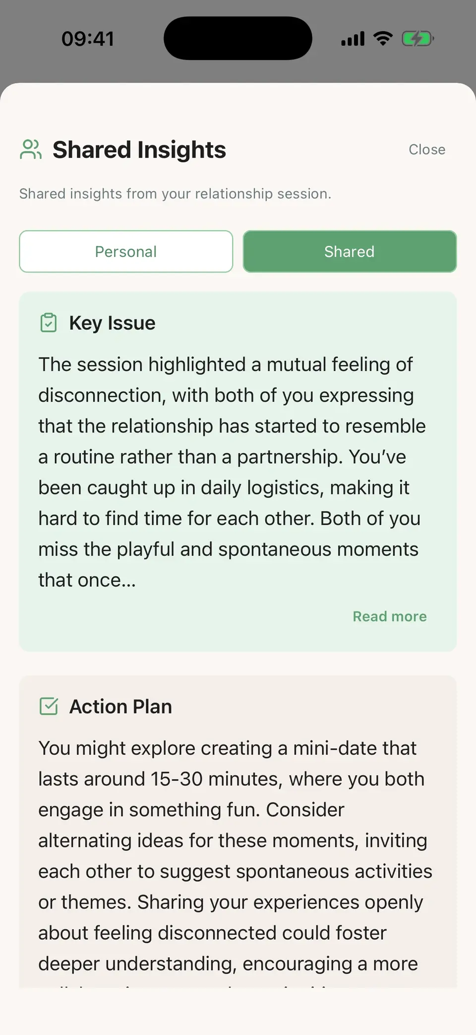 The shared wrap in LoveFix: what you each need and the next step you agree on
