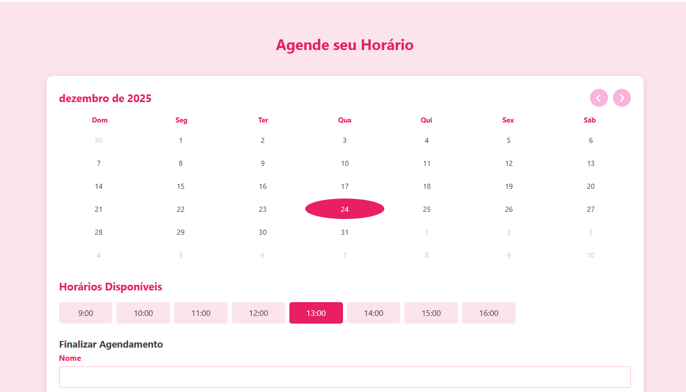 Imagem da sessão Marcação de dia e horário