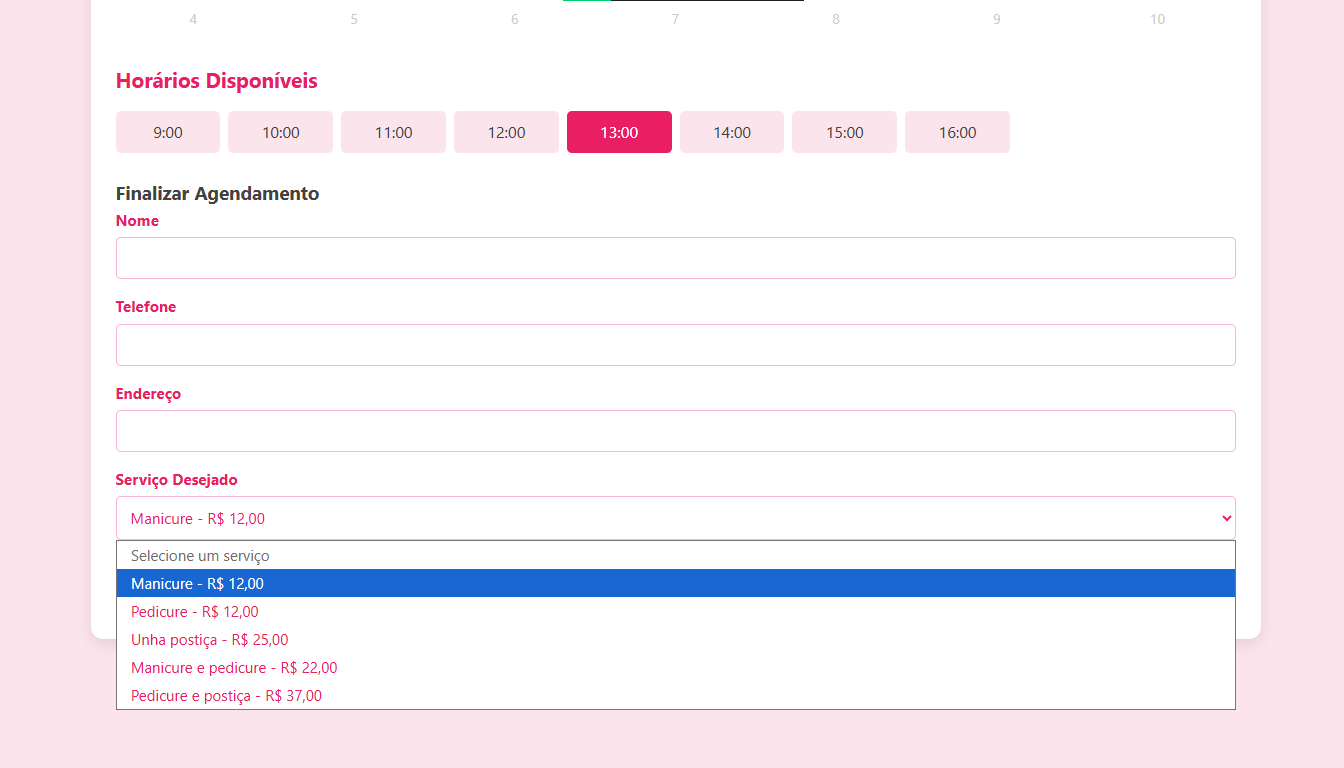 Imagem da sessão Dados da pessoa que irá agendar