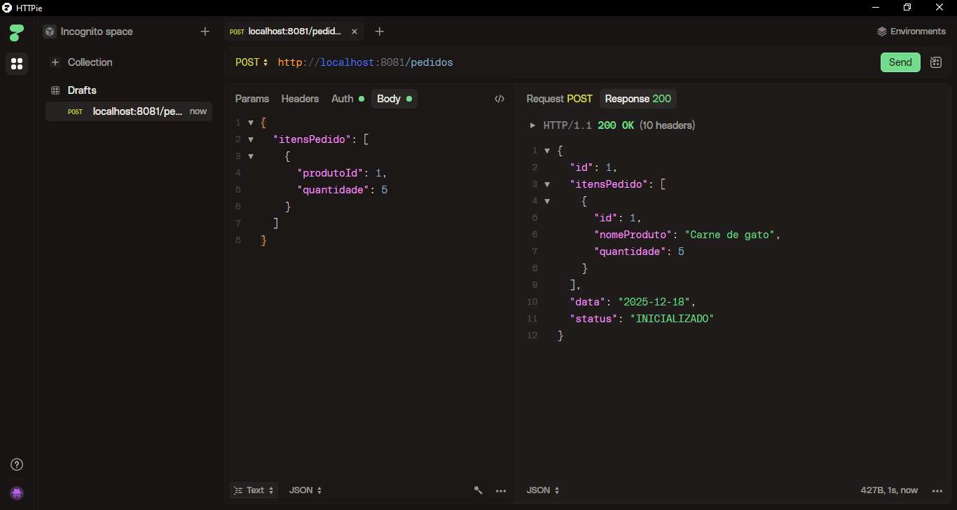 Imagem da sessão POST - Pedidos