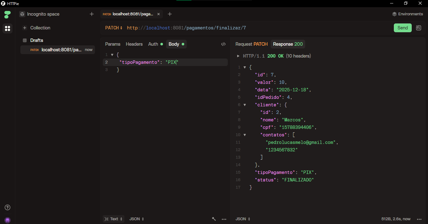 Imagem da sessão PATCH - Pagamento finalizado