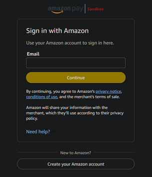 Amazon Pay connected to the Amazon's services through our checkout