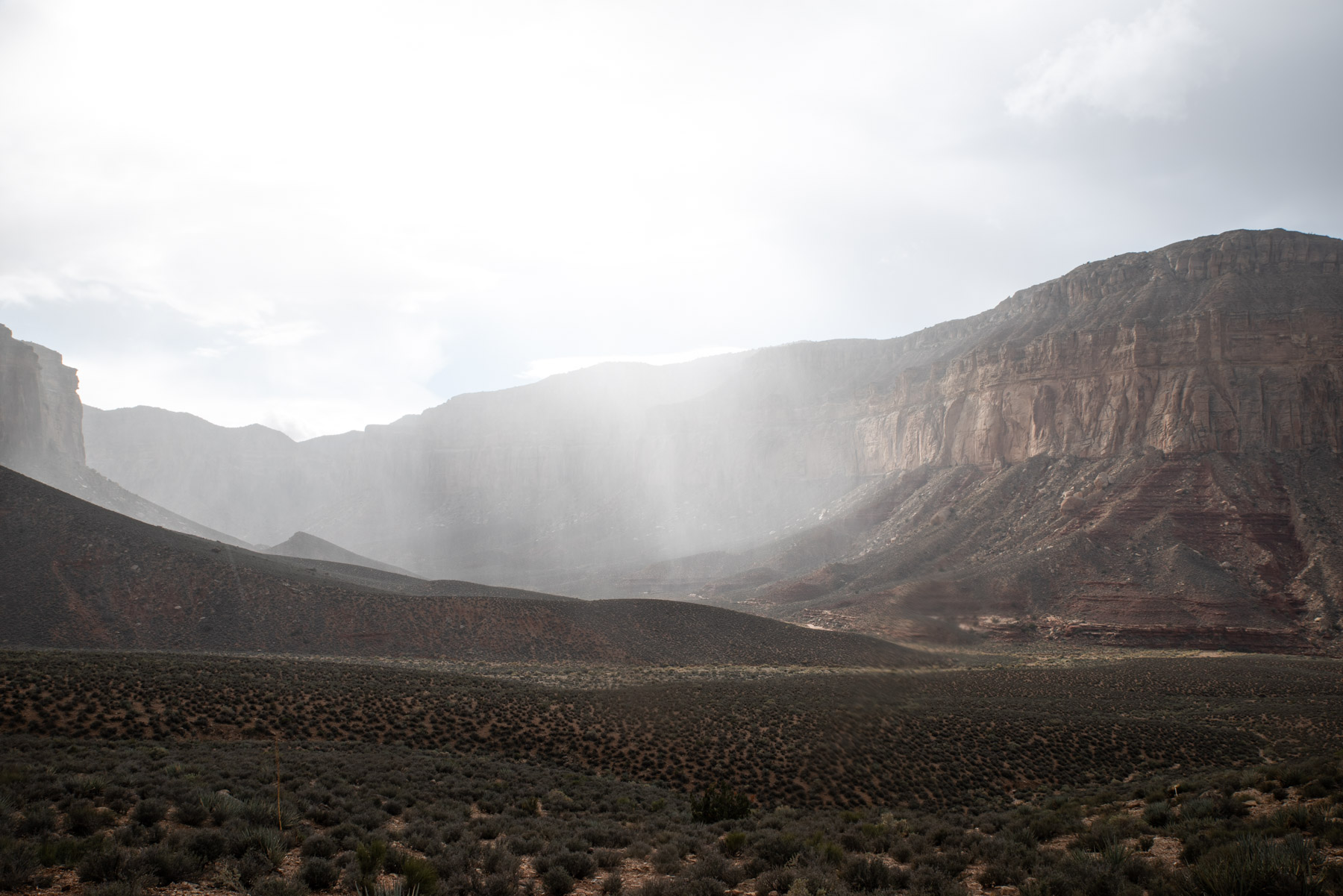 Rain sweeping through the canyon.