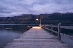 A pier at Glenorchy. Thick fog enveloped the mountains this morning.