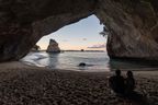 Cathedral Cove at sunset with a random couple.