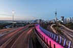 The pink-colored Nelson Street Cycleway draws you to the heart of the city.