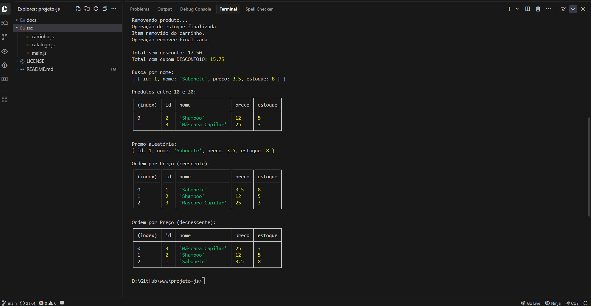 Imagem da sessão Console