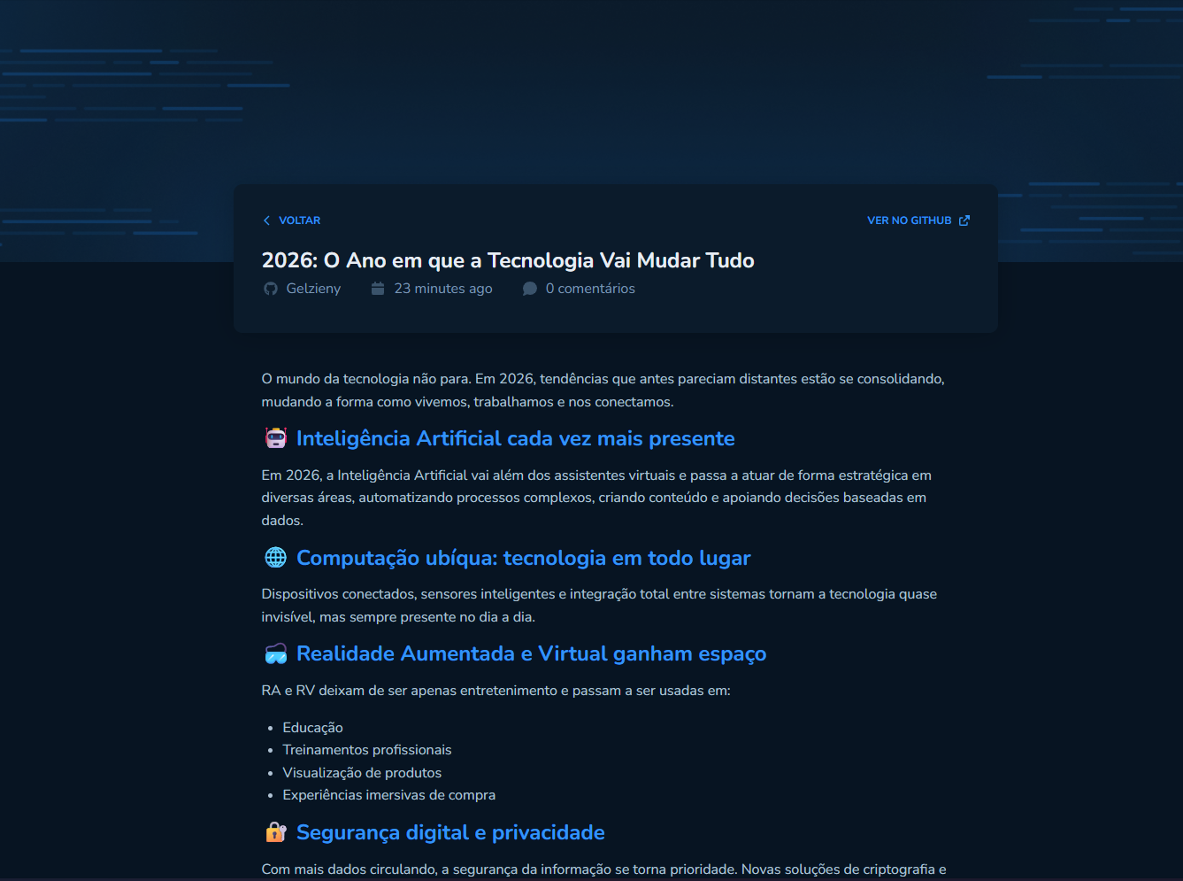 Imagem da sessão Post