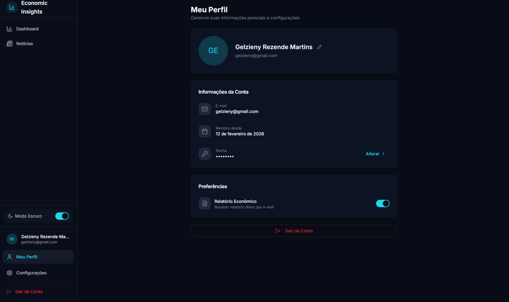 Imagem da sessão Perfil do usuário