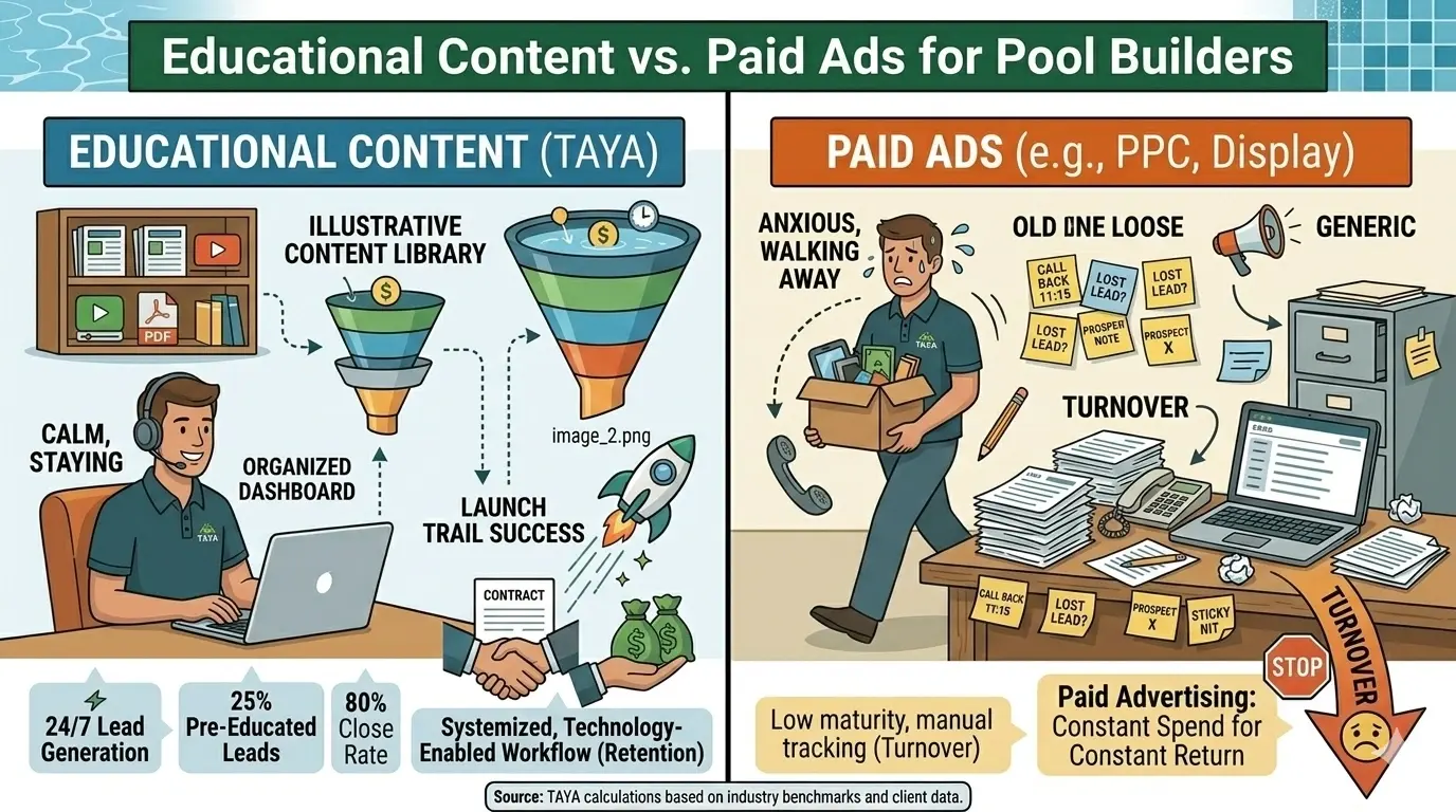 ROI of Educational Content vs. Paid Ads for Pool Builders