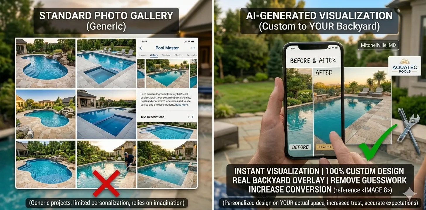 AI generation on pool builder website.