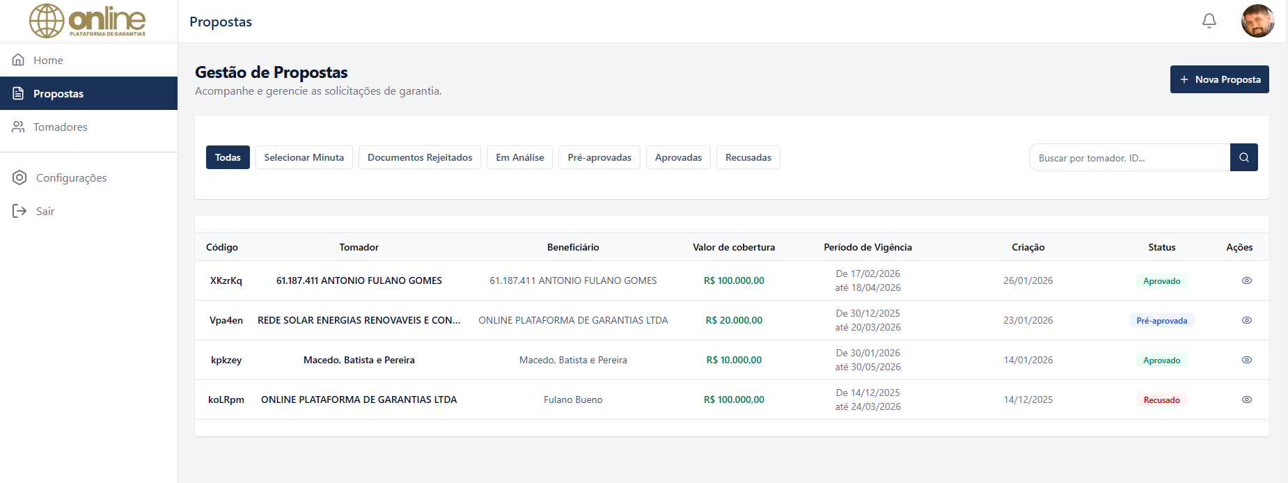 Imagem da sessão Lista Propostas